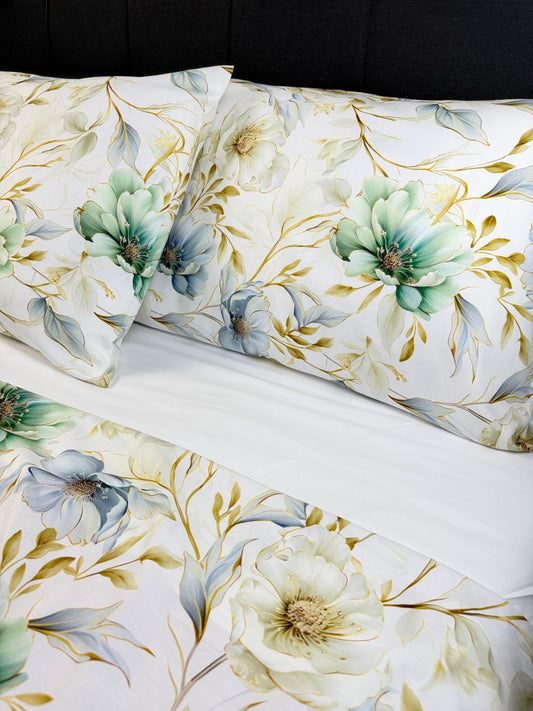 King size Hibiscus Grey pillowcase set – silky sateen cotton, hypoallergenic and OEKO-TEX® certified
