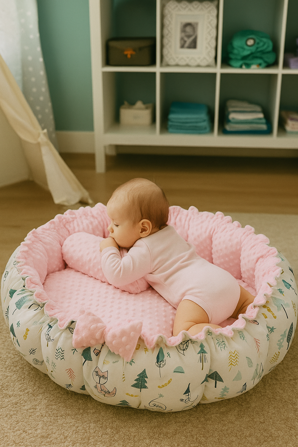 Round cocoon crib NestyHug with pillow for infants