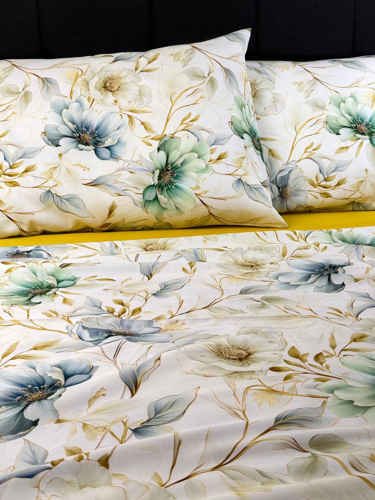 Hibiscus Grey bedding set styled bedroom – modern botanical grey floral luxury bedding