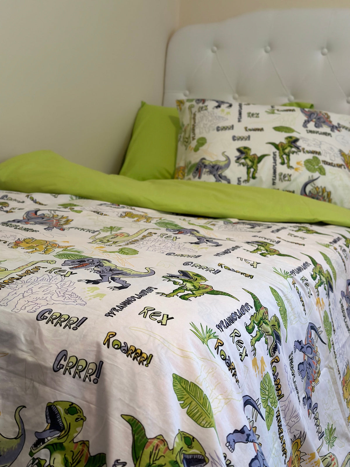 Ranforce cotton kids bedding with fun dinosaur theme
