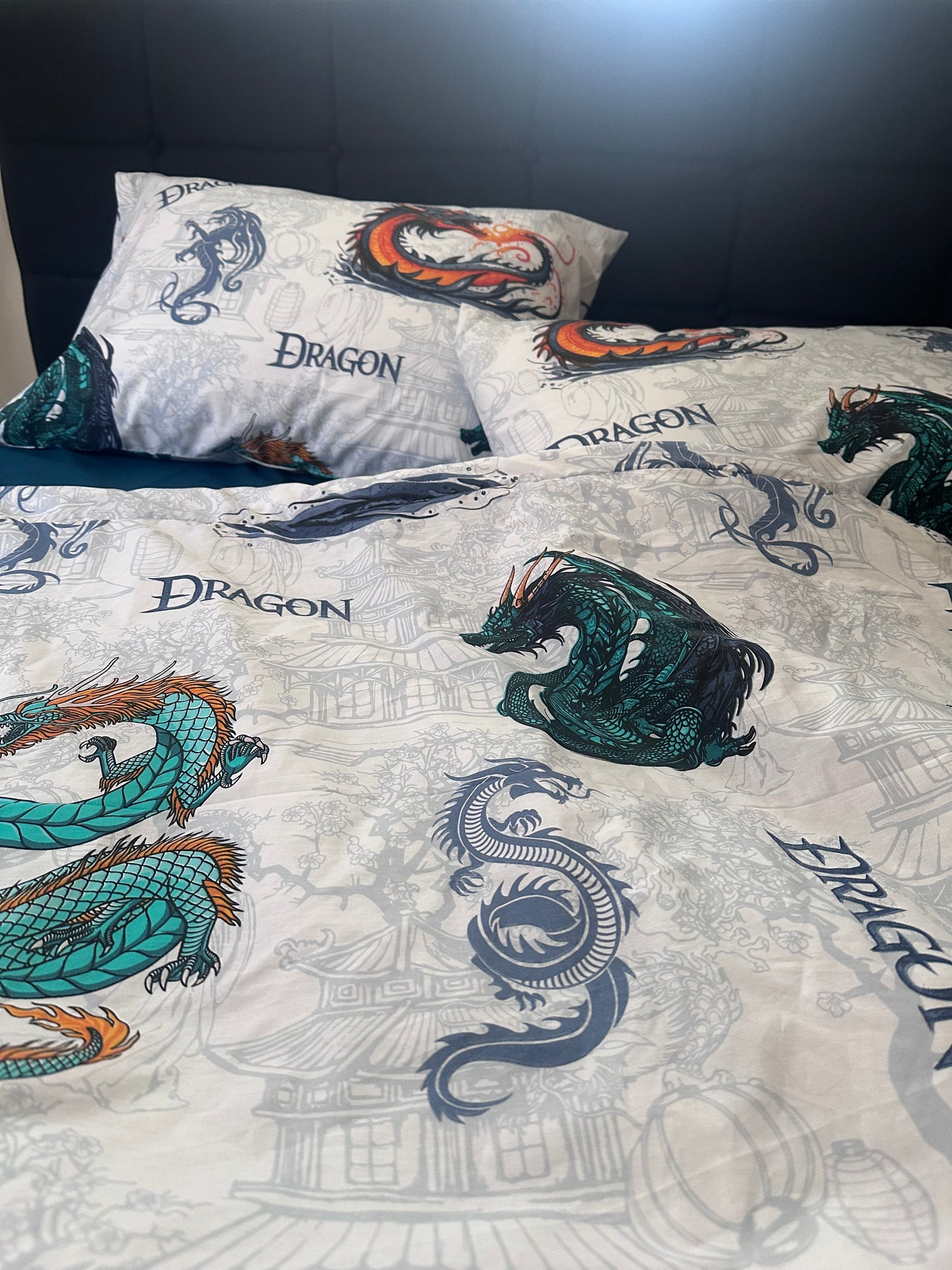 Dragon-themed children’s bedding set made of soft Turkish Ranforce cotton