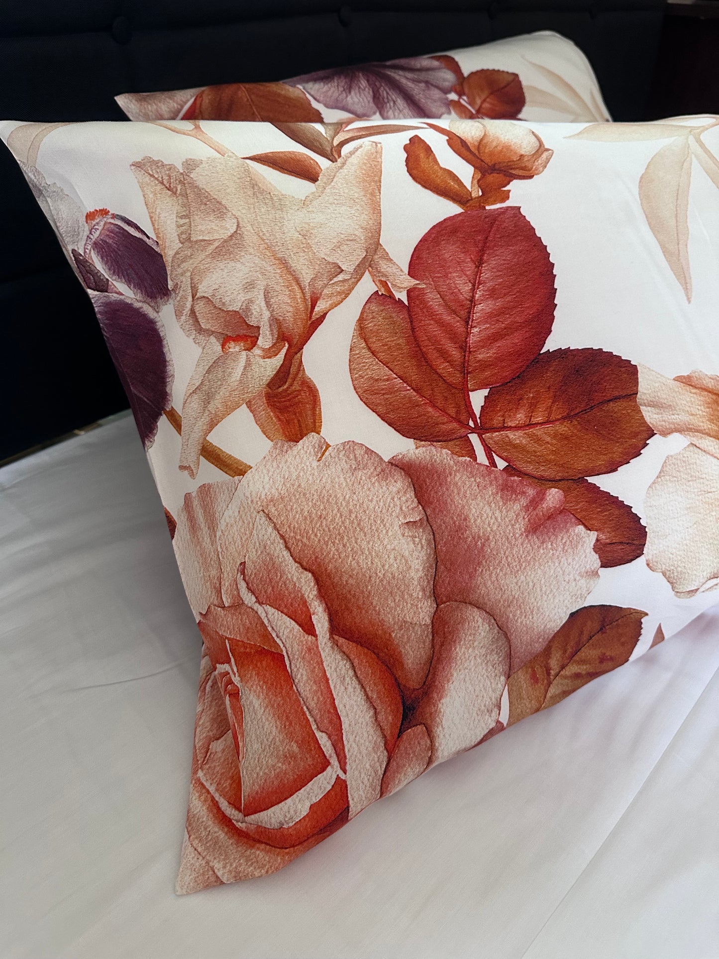 Turkish cotton sateen pillowcases in floral design