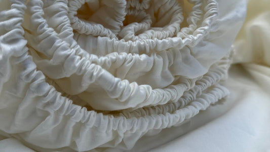 Close-up of a white ruffled fabric on a white background