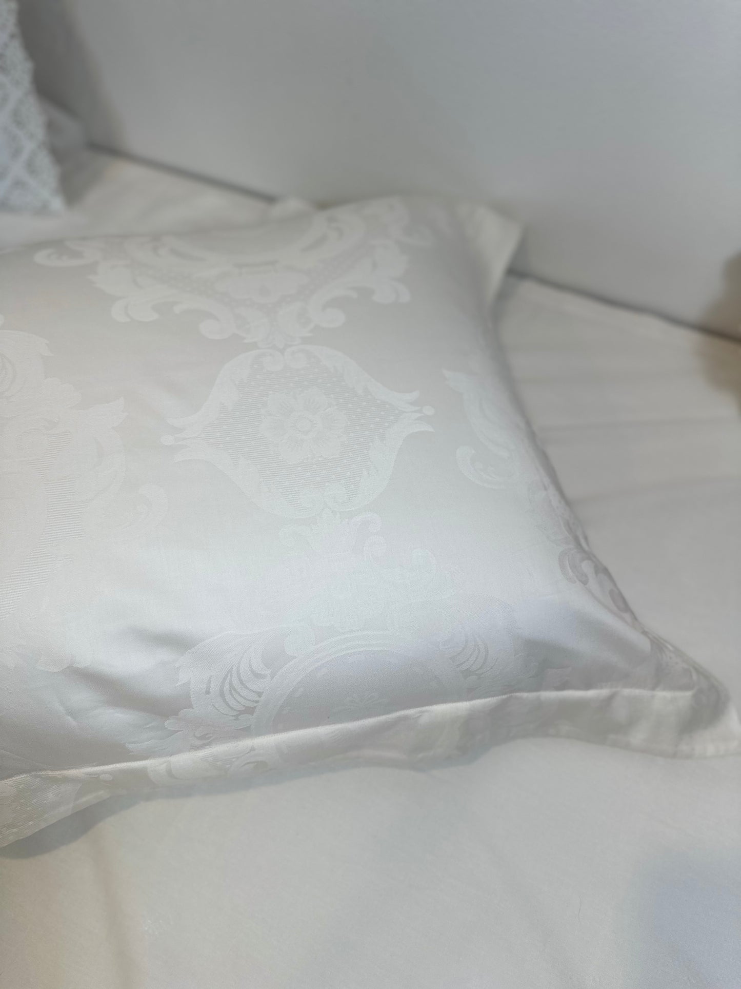 Close-up of eco-friendly sateen bed linen with natural shine