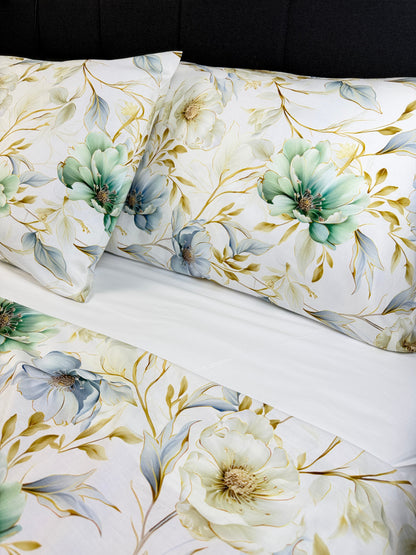 King size Hibiscus Grey pillowcase set – silky sateen cotton, hypoallergenic and OEKO-TEX® certified