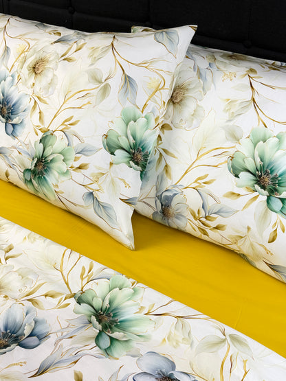 Hibiscus Grey Bedding Set – Organic Cotton Sateen, OEKO-TEX®