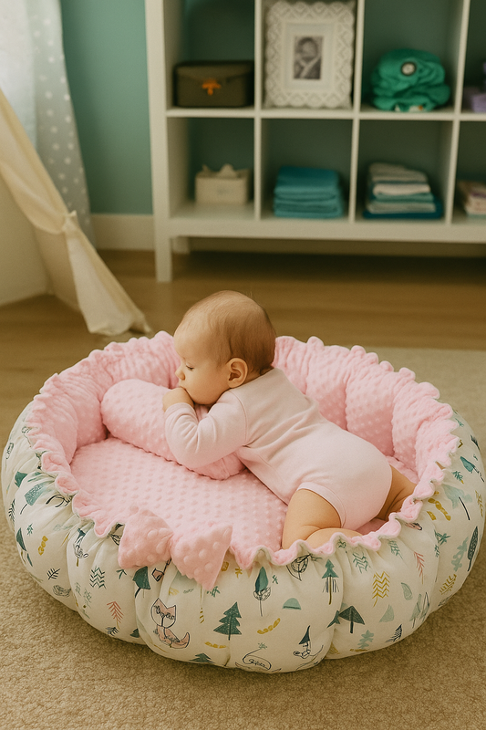 Round cocoon crib NestyHug with pillow for infants