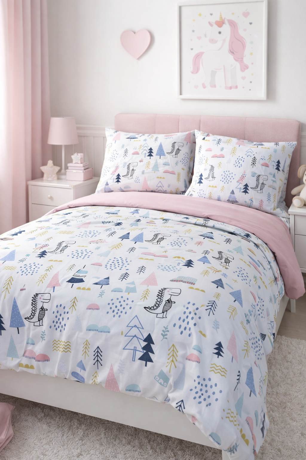 OEKO‑TEX certified pink bedding set for kids