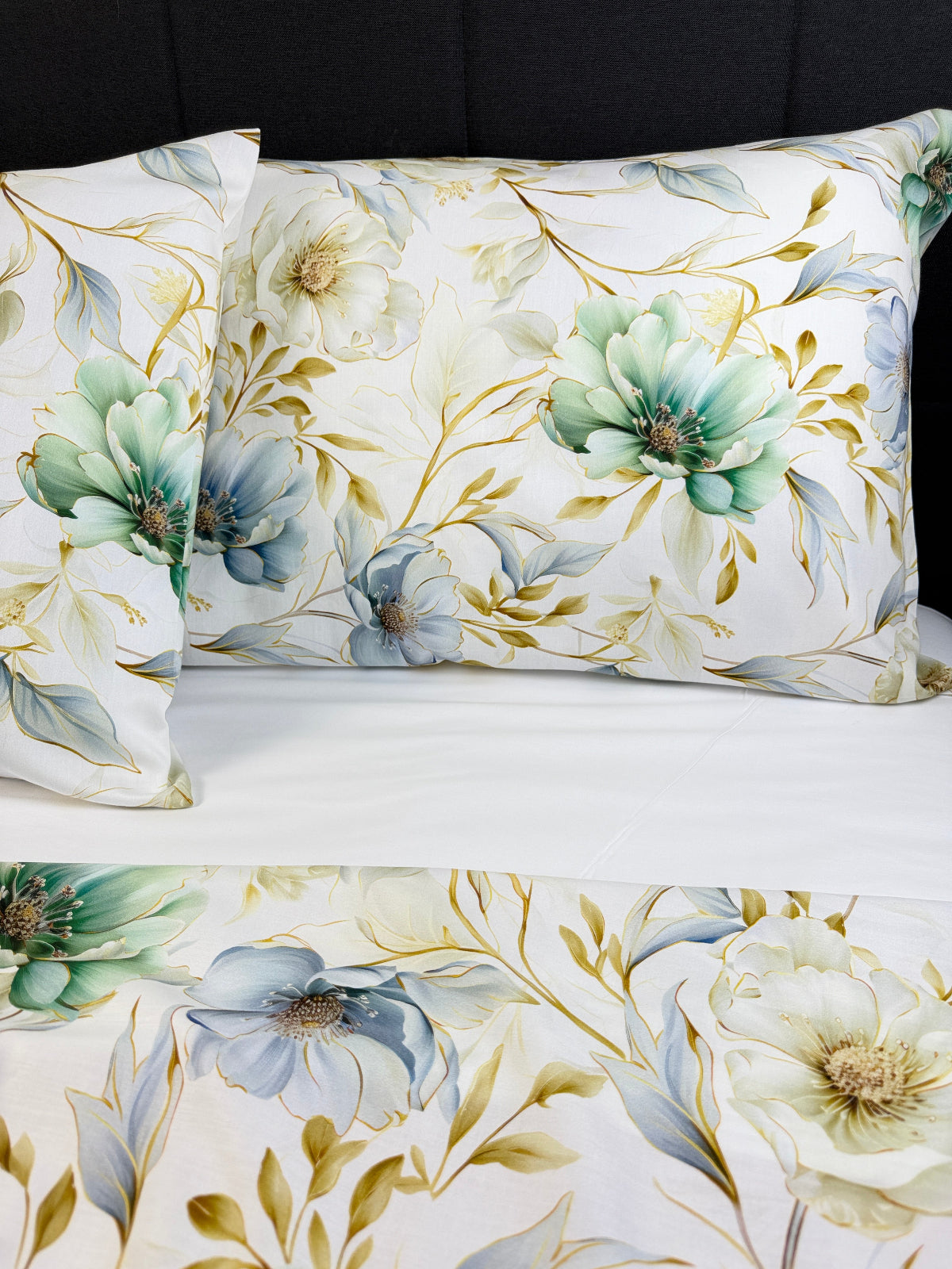 Hibiscus Grey Pillowcase Set of 2 – 100% Organic Cotton Sateen, OEKO-TEX® certified, silky smooth and breathable