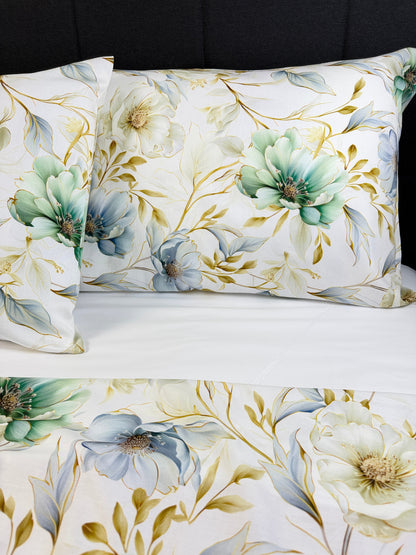 Hibiscus Grey Pillowcase Set of 2 – 100% Organic Cotton Sateen, OEKO-TEX® certified, silky smooth and breathable
