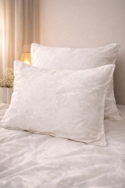 Bohemian Ivory Jacquard Sateen Bedding Set – 100% Turkish Cotton, OEKO‑TEX® Certified