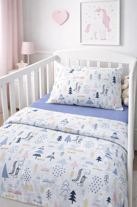 Scandinavian Gray‑Blue kids bedding sheets set in Turkish cotton