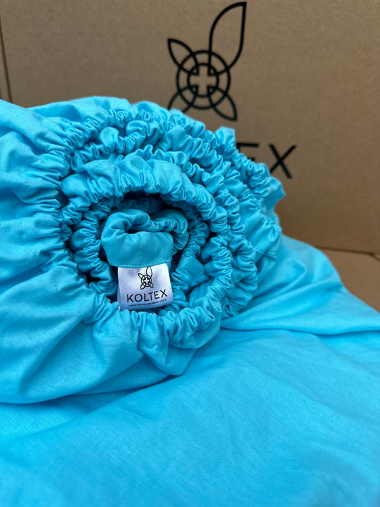 Caribbean blue fitted sheet with deep pockets