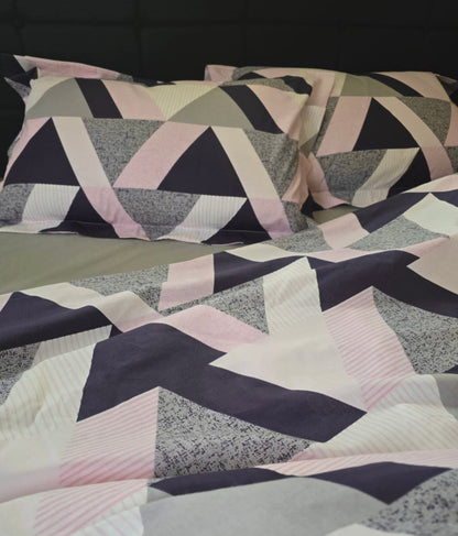 Close-up of organic Turkish cotton fabric with triangle design