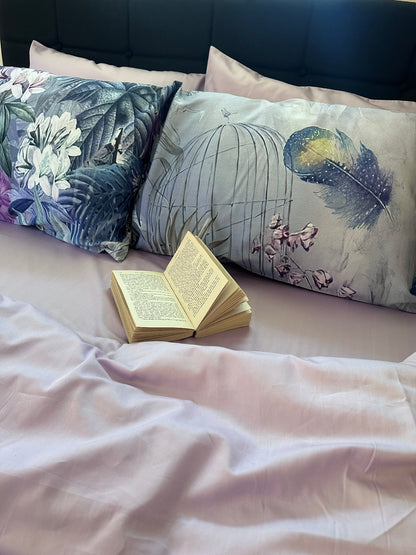 100% Turkish cotton peacocks floral sateen bedding set — breathable, silky and hypoallergenic.