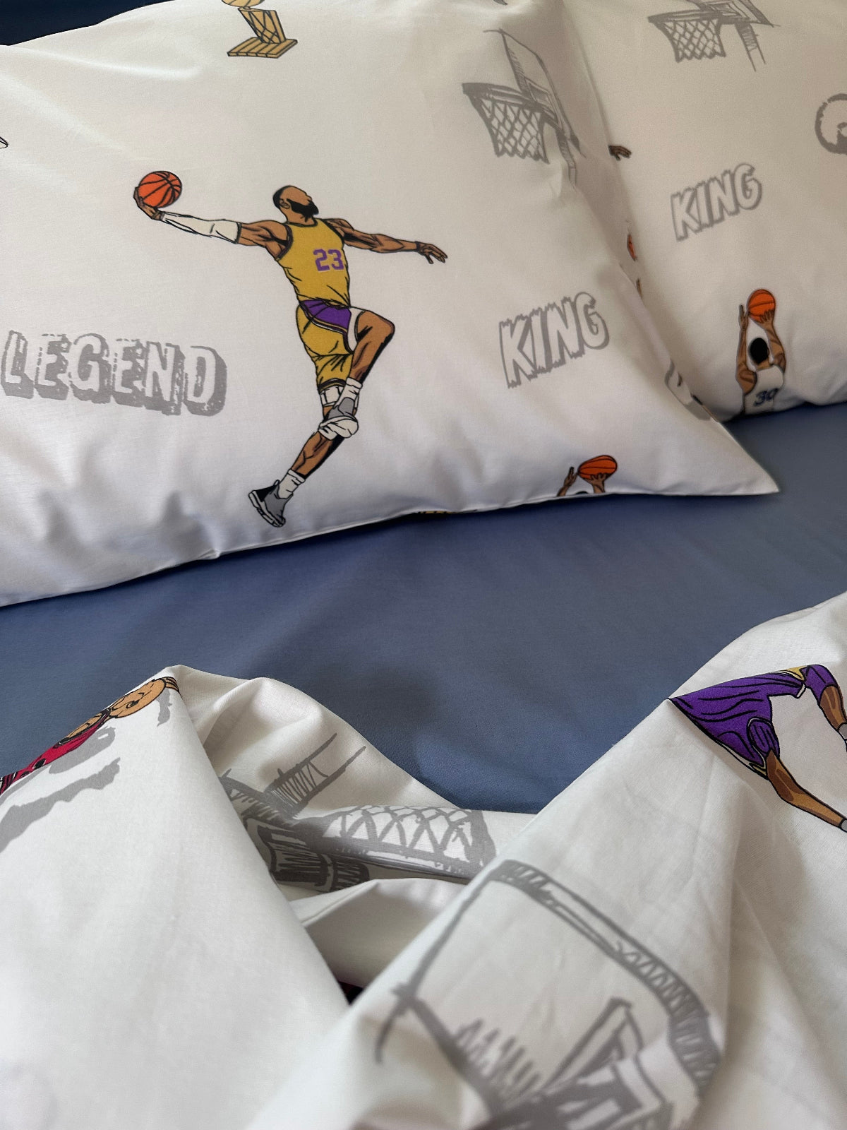Basketball print pillowcase and duvet – hypoallergenic and machine washable