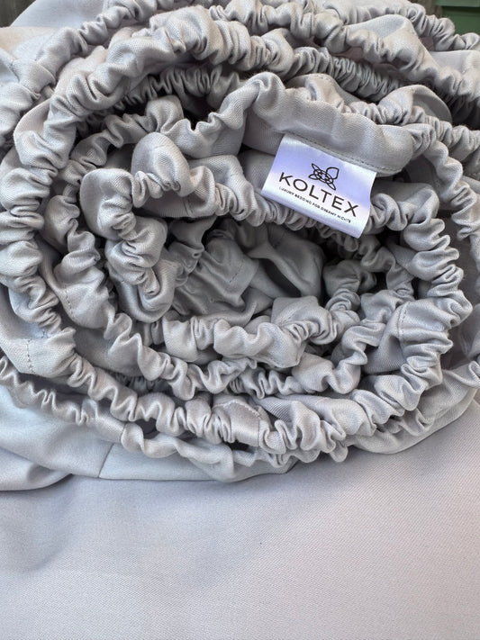 Light gray ( silver)  Sateen Fitted Sheet – Turkish Cotton Soft Luxury