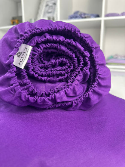 Romantic lavender floral duvet cover set styled in French country bedroom