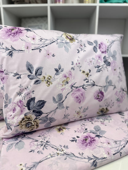 Purple rose duvet cover set in elegant French country floral design