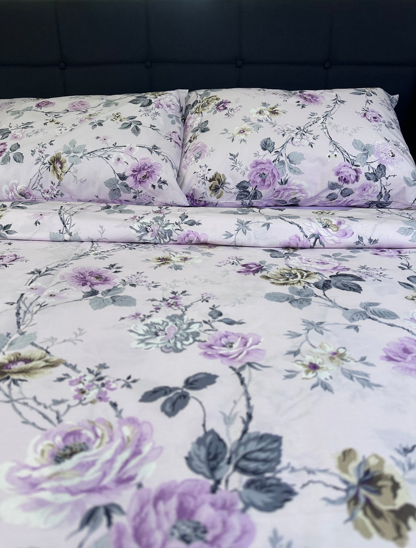 Organic Lavender Floral Bedding Set –  Rose Duvet Cover