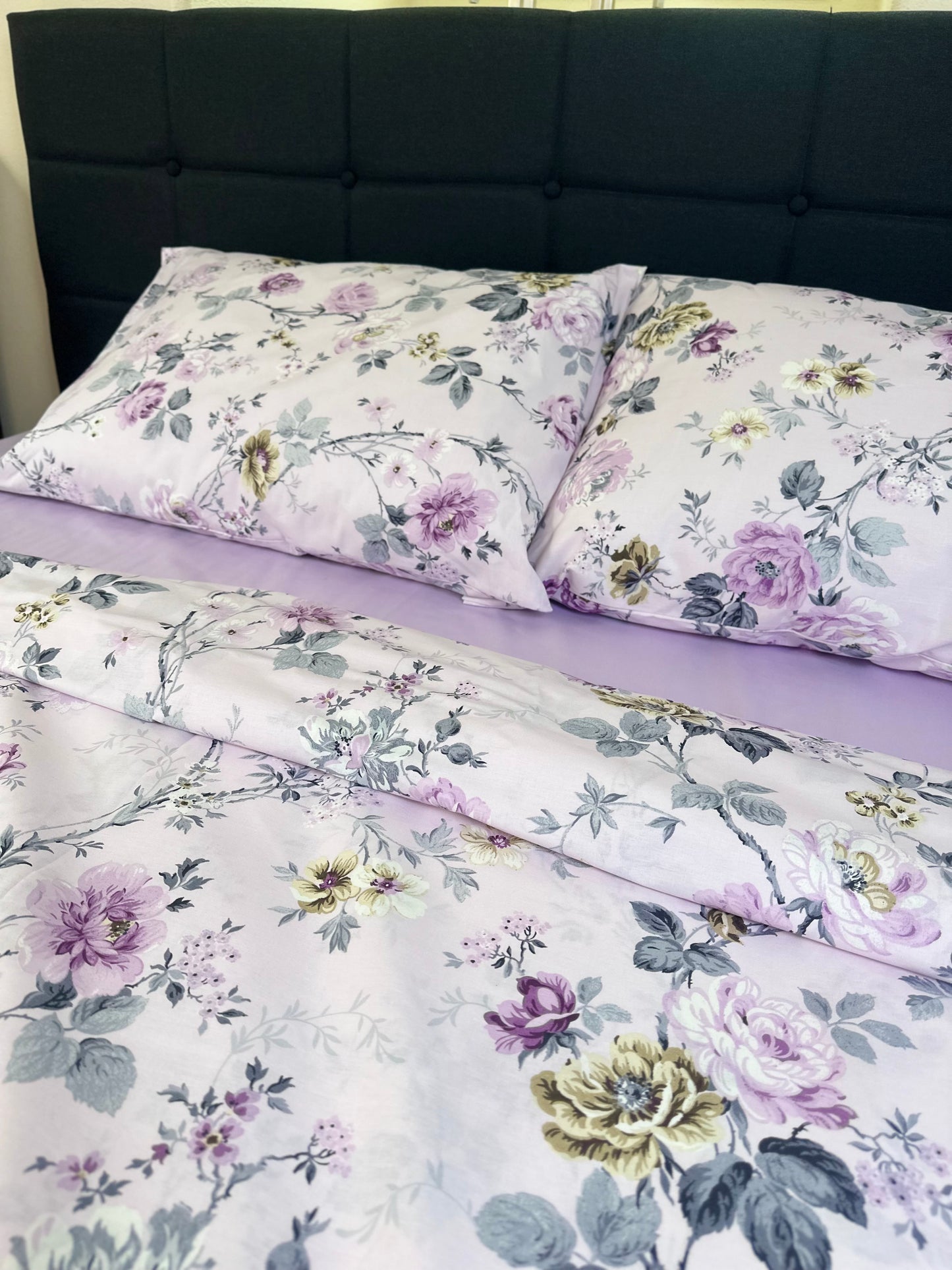 Organic Lavender Floral Bedding Set –  Rose Duvet Cover