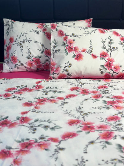 Turkish cotton duvet set with pink bottom sheet