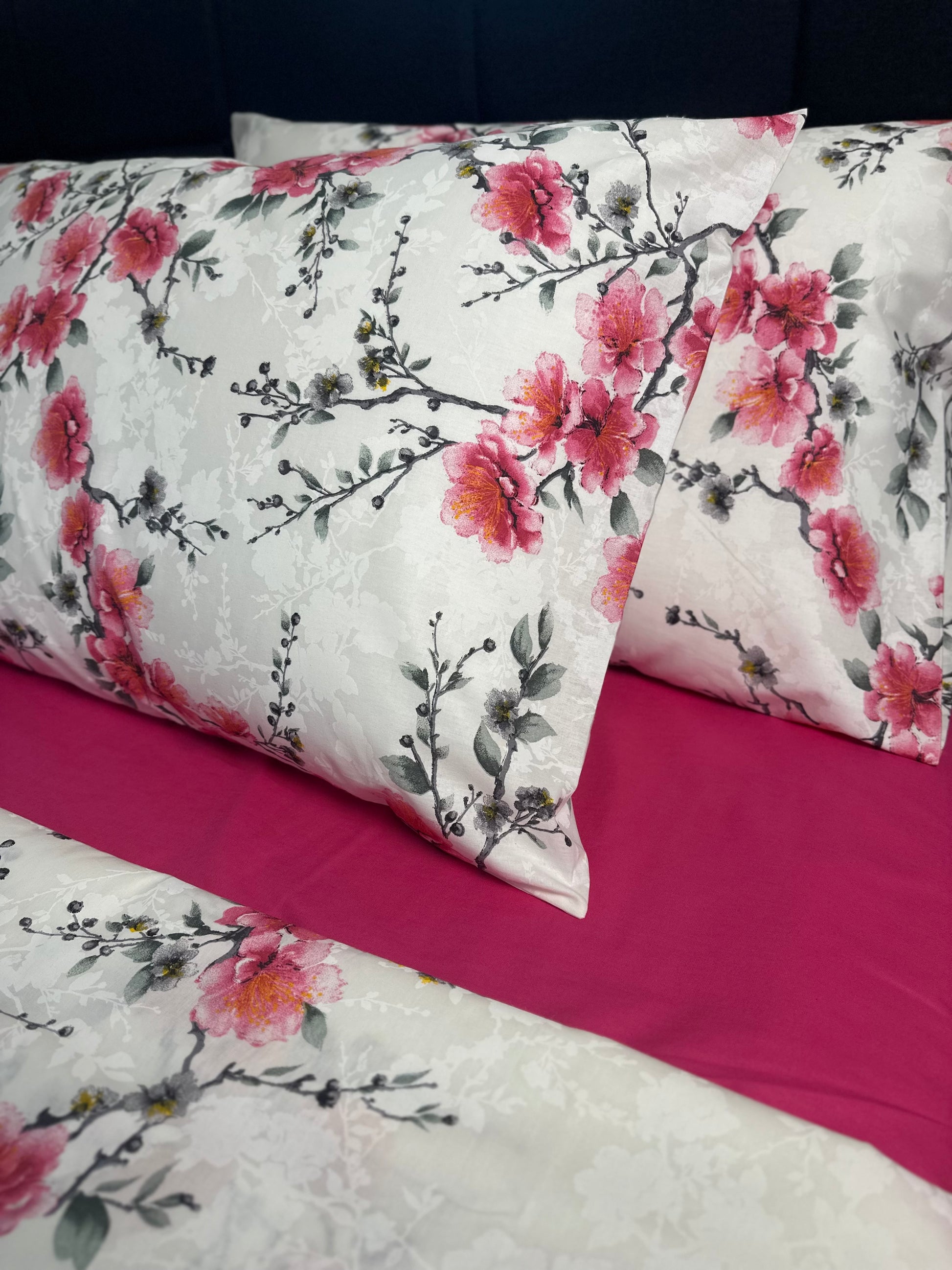 Romantic pillowcase with cherry blossom design