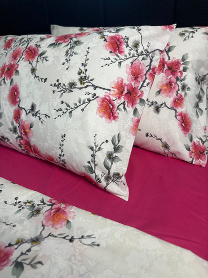Romantic pillowcase with cherry blossom design