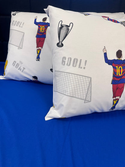 Football-themed cotton pillowcase for kids with Number 10 design