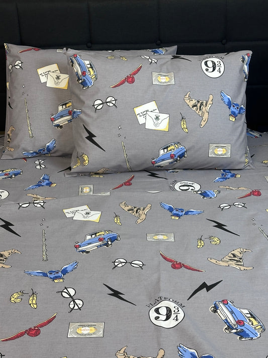 Harry Potter inspired wizard bedding sheets set with pillowcases