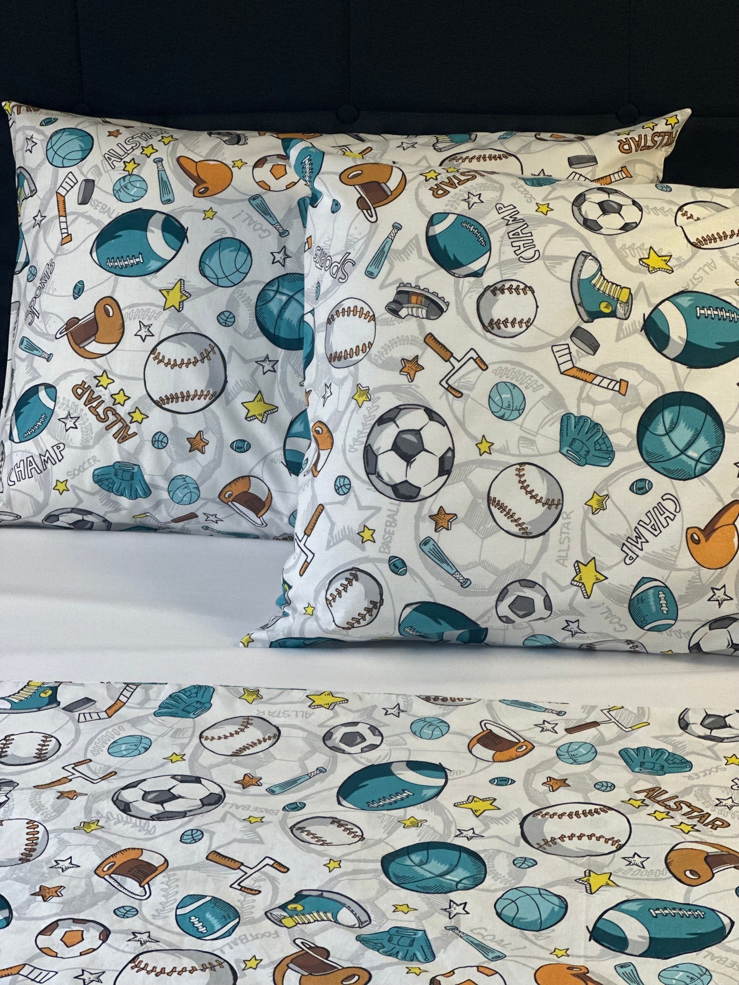 Cotton blend sports pillowcases for kids and teens
