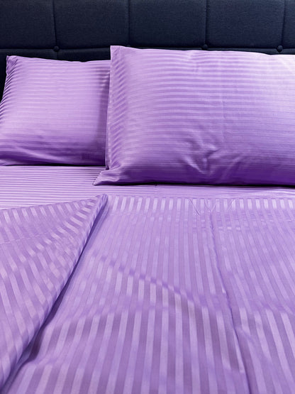 100% organic cotton pillowcases – breathable and skin-friendly lavender stripe design
