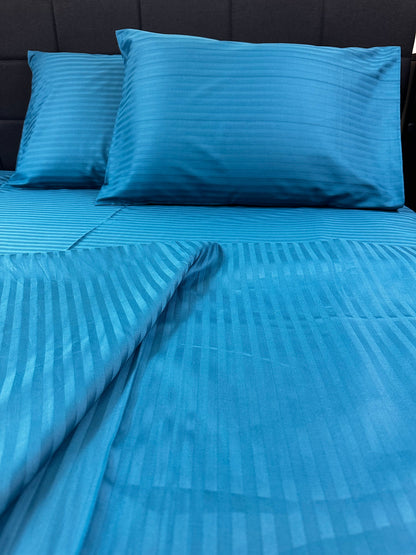 Emerald stripe sateen bedding set made from 100% cotton, silky soft and hypoallergenic