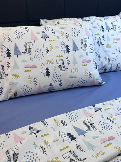 Gray Blue Scandinavian fitted sheet included in kids duvet cover bedding set, OEKO‑TEX certified