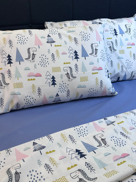 Gray Blue Scandinavian fitted sheet included in kids duvet cover bedding set, OEKO‑TEX certified