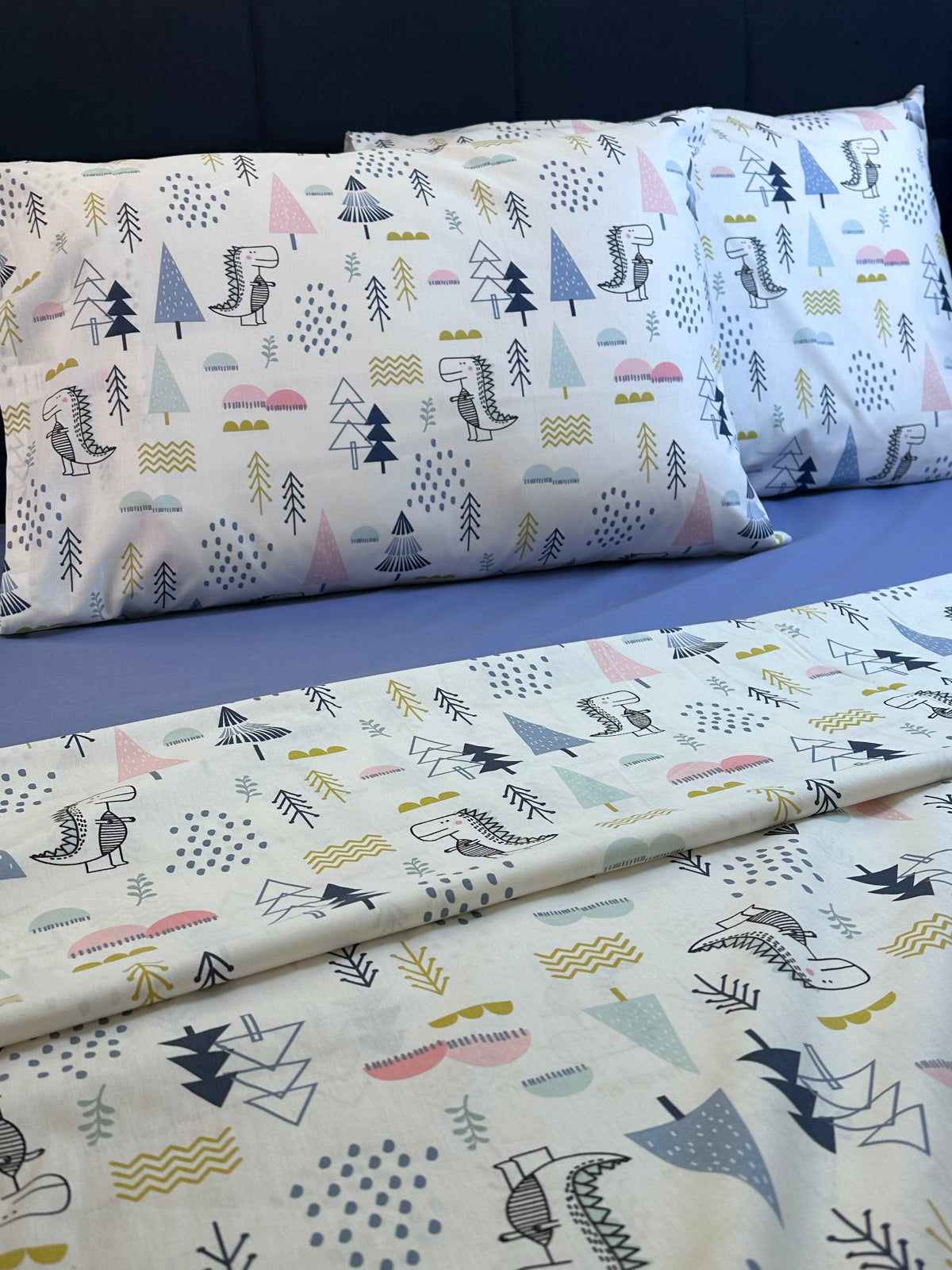 Gray blue fitted sheet for kids – OEKO‑TEX certified