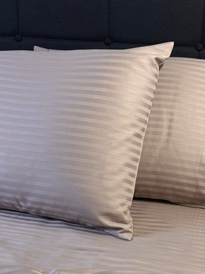 Cooling and breathable mocha striped bedding set for hot sleepers