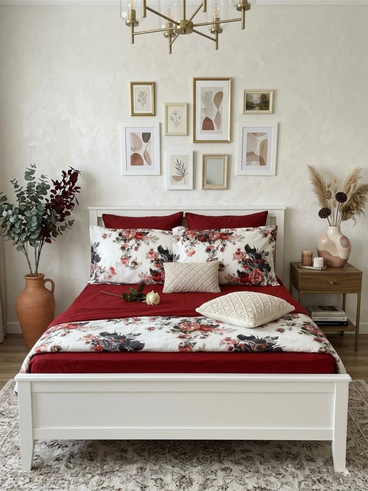 “Red Roses Floral Sateen Bedding Set made from 100% Turkish cotton — silky, breathable and OEKO‑TEX certified