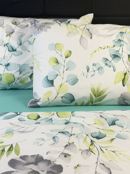 100% pure cotton duvet cover with grey chrysanthemum pattern – eco-conscious bedding