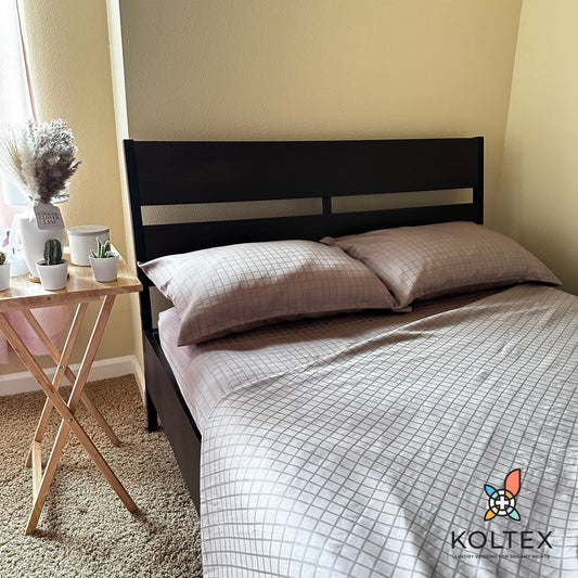 High-quality cotton bedding displayed on a modern bed