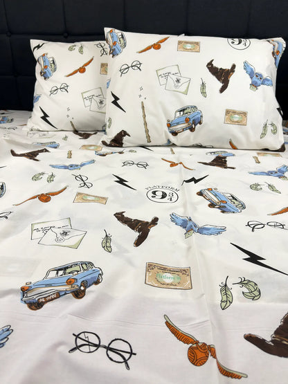 Magical Wizard Bedding Set close-up – enchanting print detail, soft organic cotton fabric