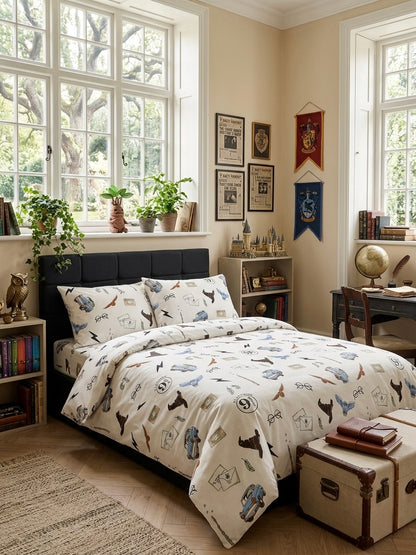 Magical Wizard Bedding Set Twin size – organic cotton, fast shipping USA, fantasy bedroom decor