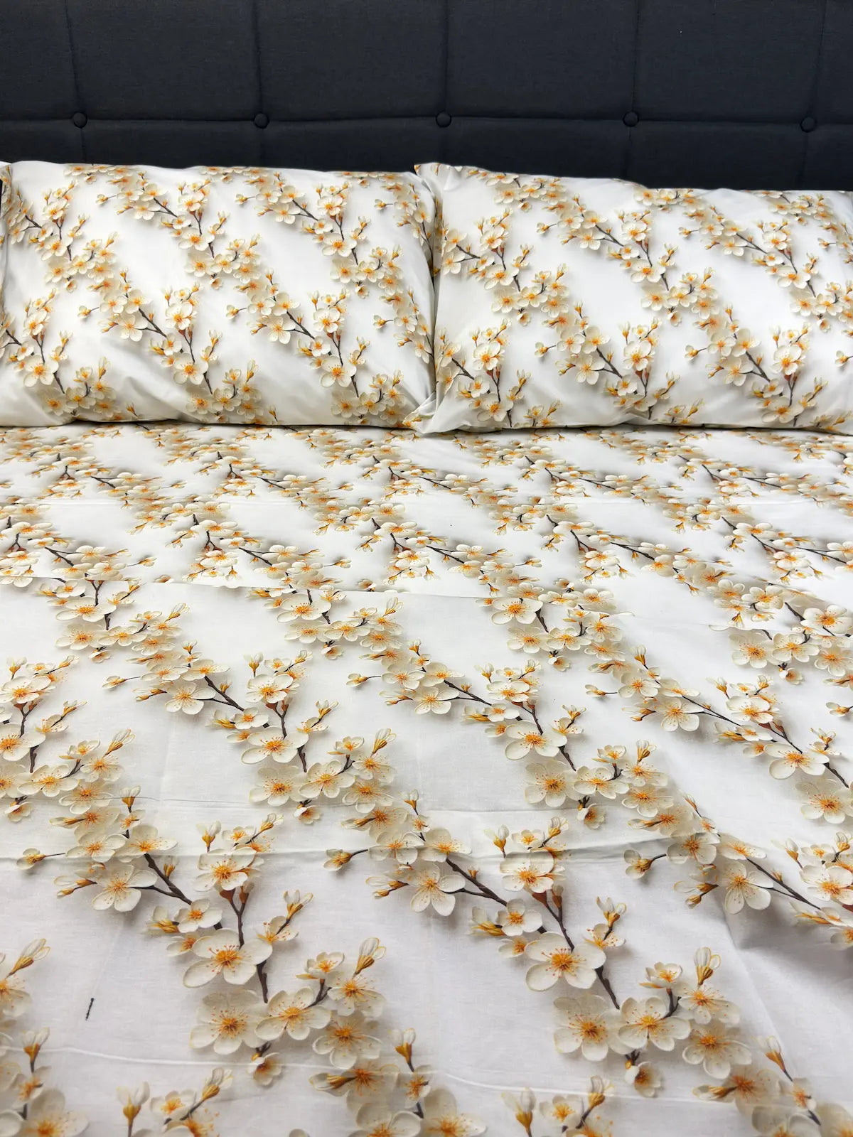 Luxury white cotton bedding with 3D floral texture – OEKO-TEX certified