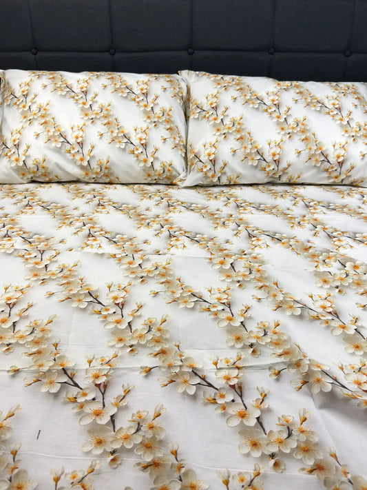 Luxury white cotton bedding with 3D floral texture – OEKO-TEX certified