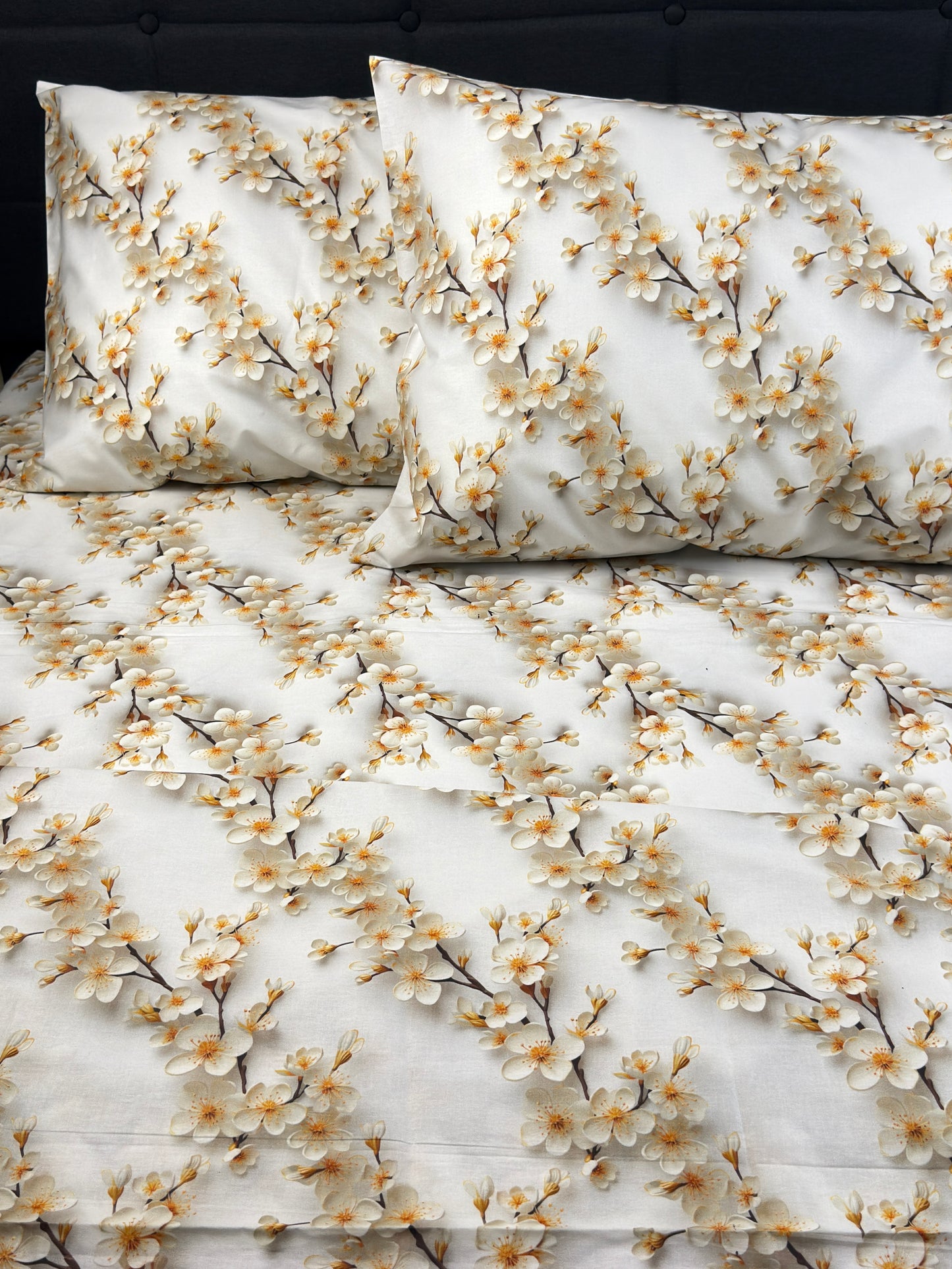 Fundas de almohada 3D florales blancas — 100% algodón orgánico