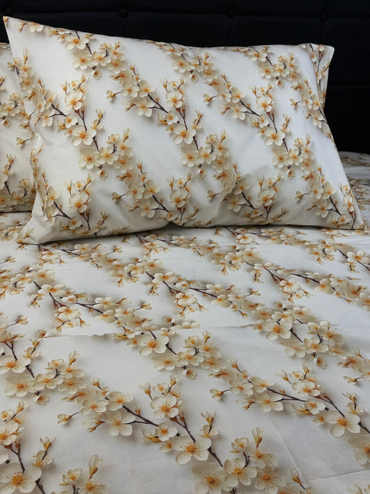 White floral pillowcases and duvet cover – Turkish cotton ranforce bedding set