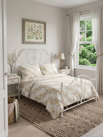 White Floral 3D Bedding Set styled on bed – elegant bedroom decor King size