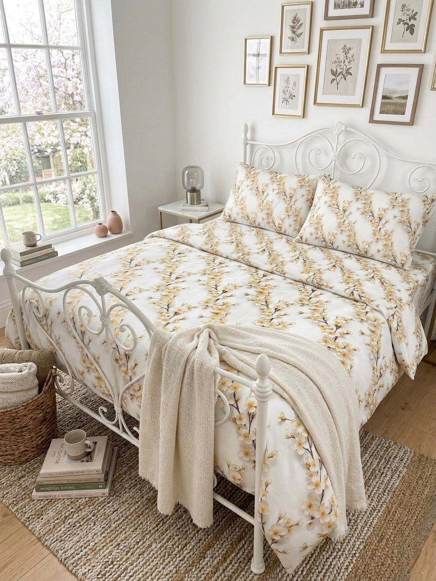 White Floral 3D Bedding Set – 100% Turkish Cotton Ranforce, OEKO-TEX certified