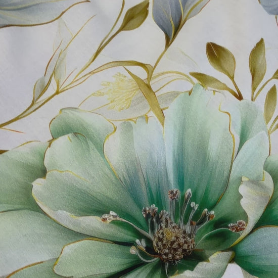 White Lily pillowcase detail – soft silky sateen cotton with delicate lily print