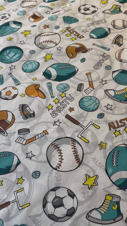 Sports themed bedding set for kids and teens